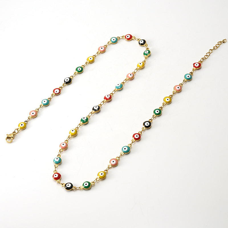 Wholesale 18K Stainless Steel Bohemian Color Block Necklace OLY-NE-ZY003